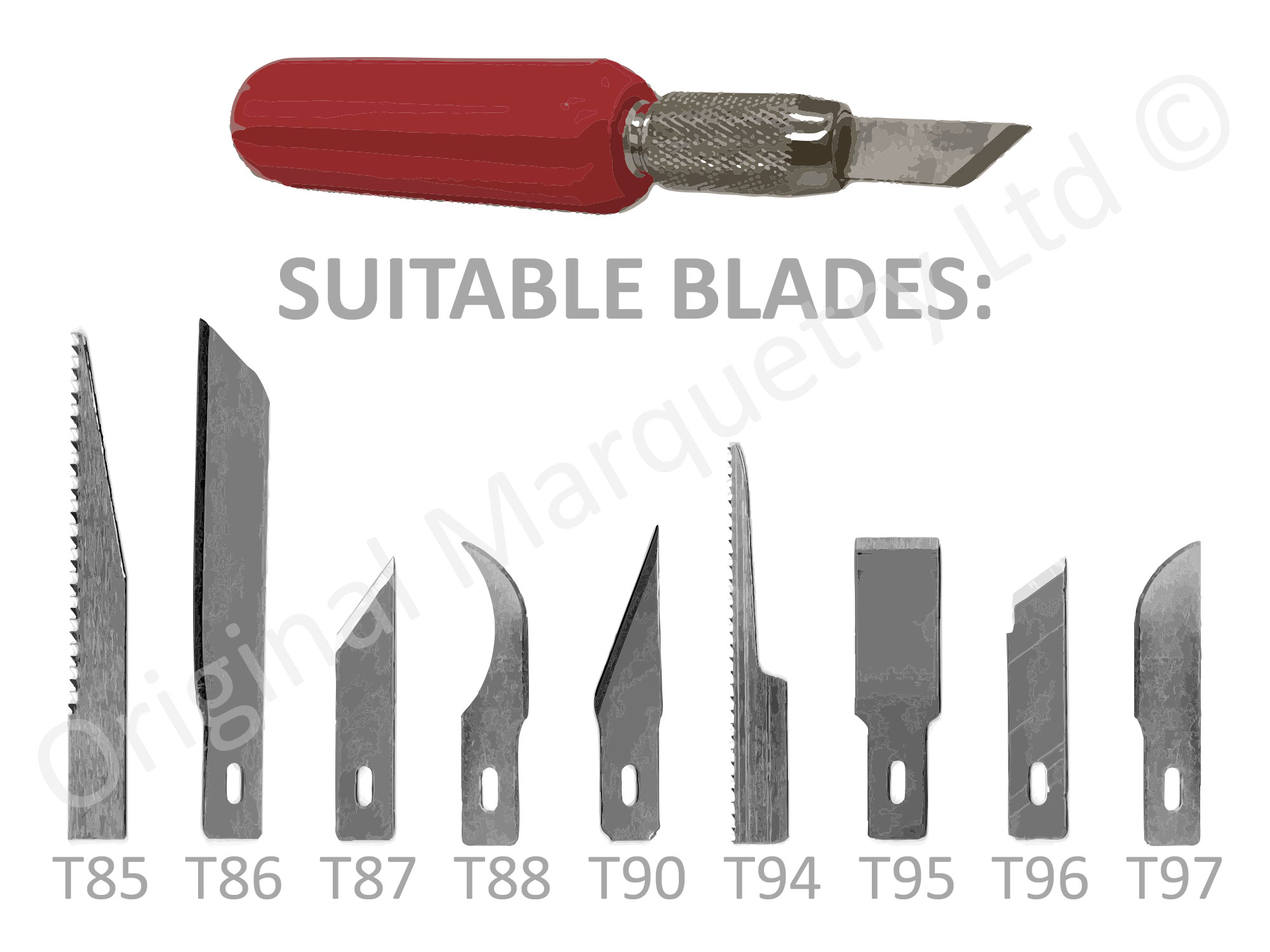 Marquetry Craft Knife Handle & Angled Chisel Blade - No. 5 - T78 - Image 3