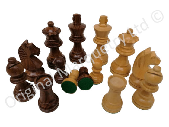 Chess Pieces made from Solid Maple & Rosewood - 85mm x 34mm