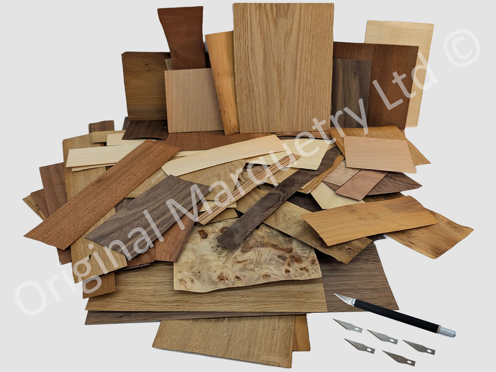 Beginners Wood Veneer Pack & Craft Knife - Off Cuts - 250g