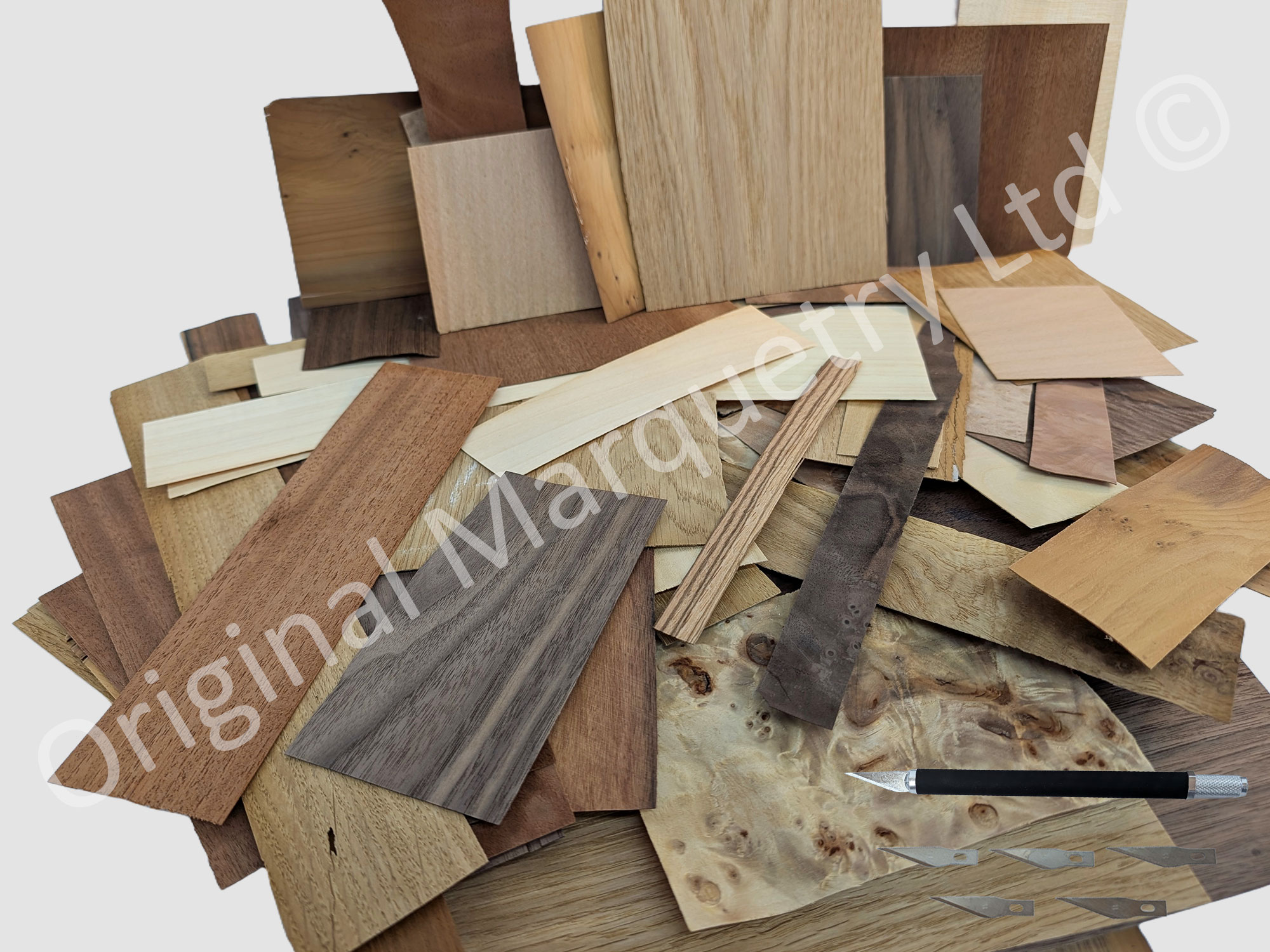Beginners Wood Veneer Pack & Craft Knife - Off Cuts - 250g - Image 2